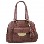 Lancel Adjani Sac Cuir Facon Autruche Moka